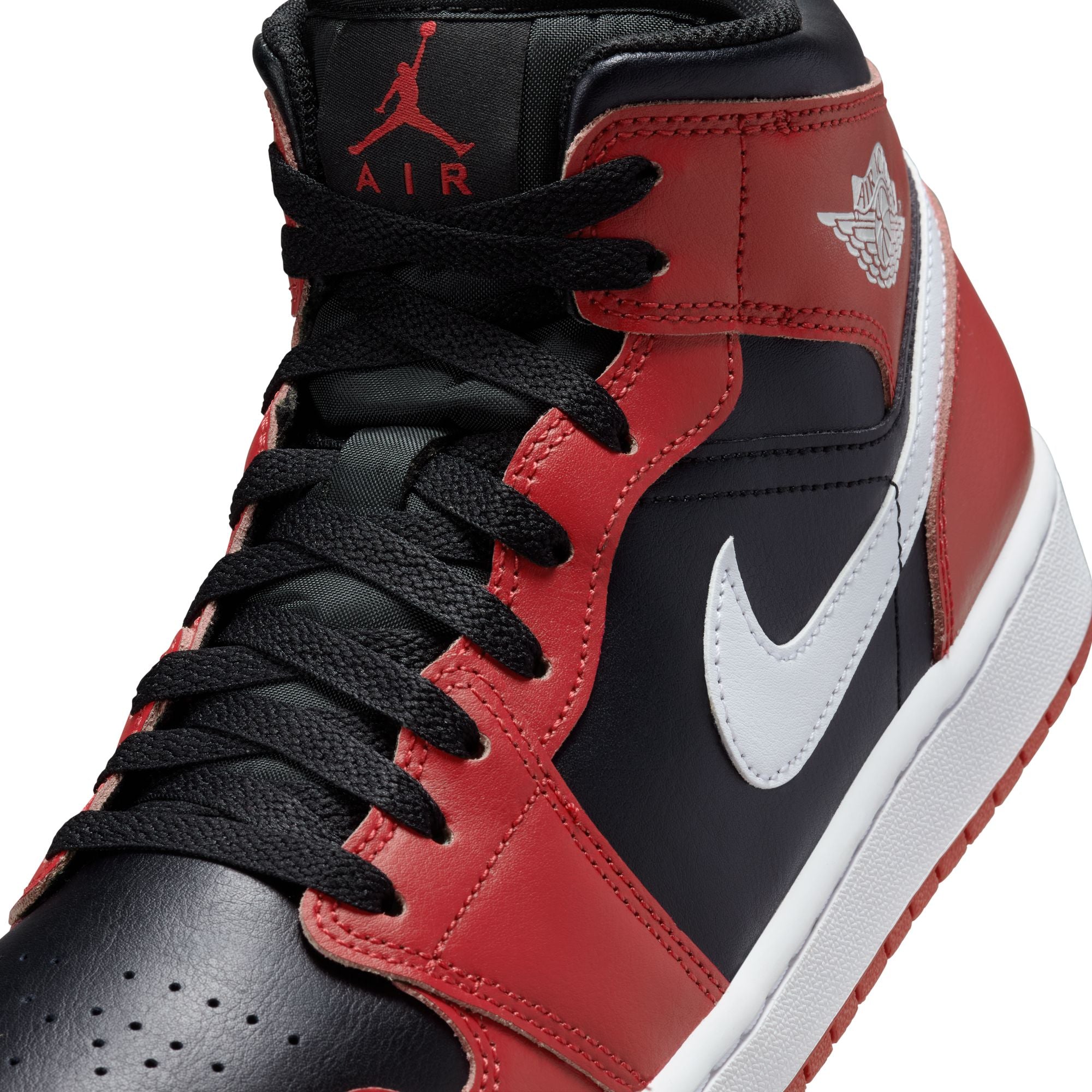 MENS AIR JORDAN 1 MID (BLACK/WHITE/GYM RED)