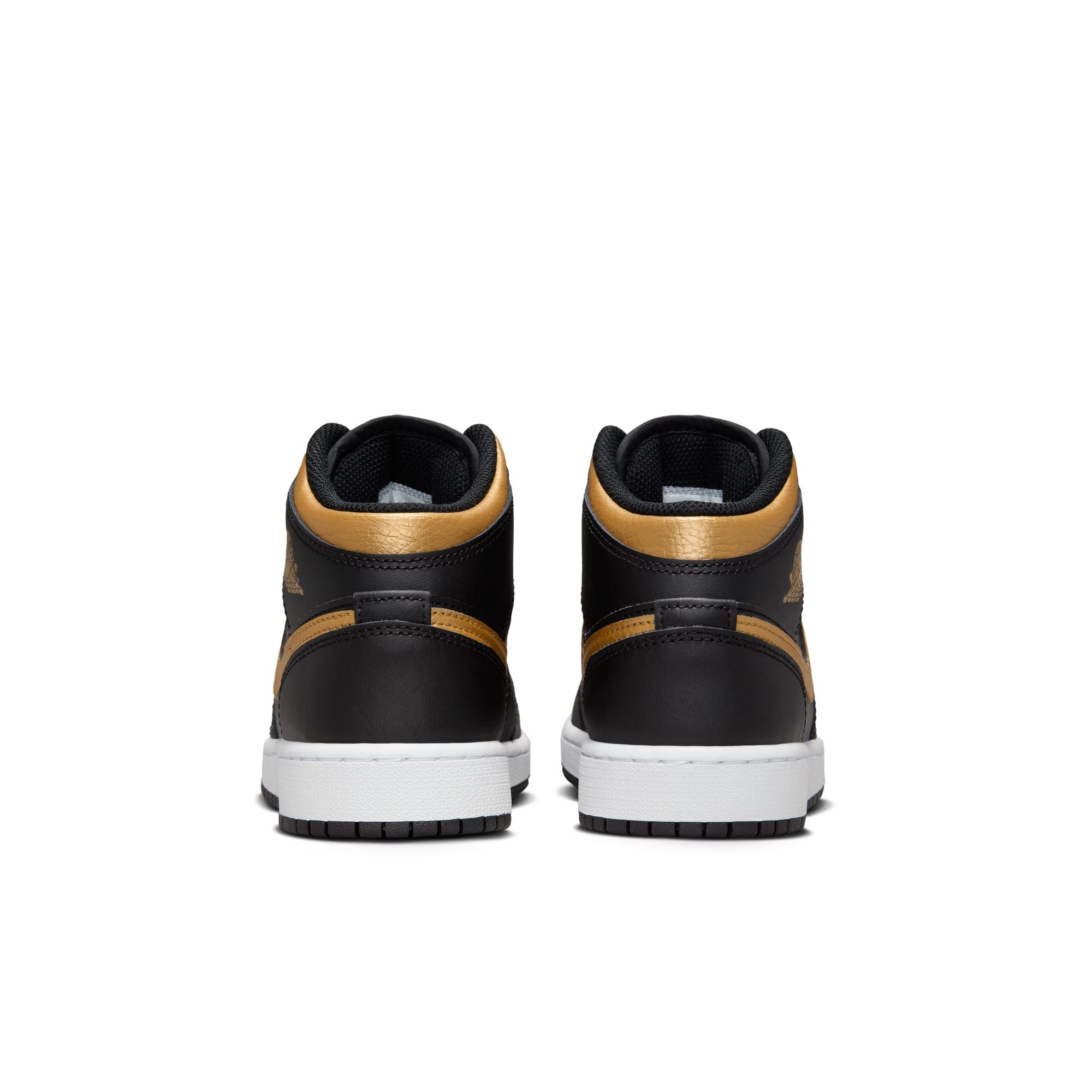 KIDS AIR JORDAN 1 MID GS (BLACK/METALLIC GOLD/WHITE)