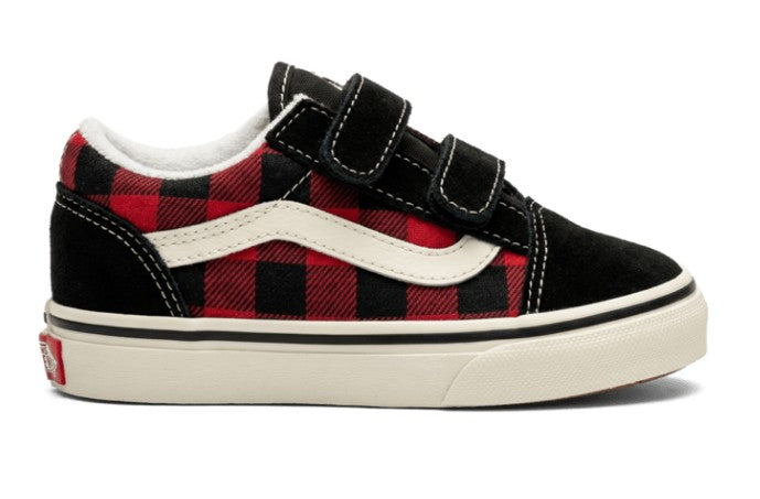 KIDS VANS OLD SKOOL V BUFFALO PLAID TD (RACING RED/BLACK)