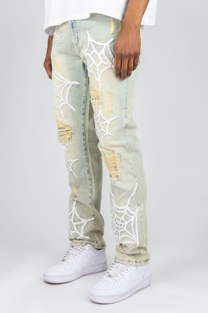 MENS R3BEL DENIM WEBSTER PATCH JEAN (LIGHT VINTAGE)