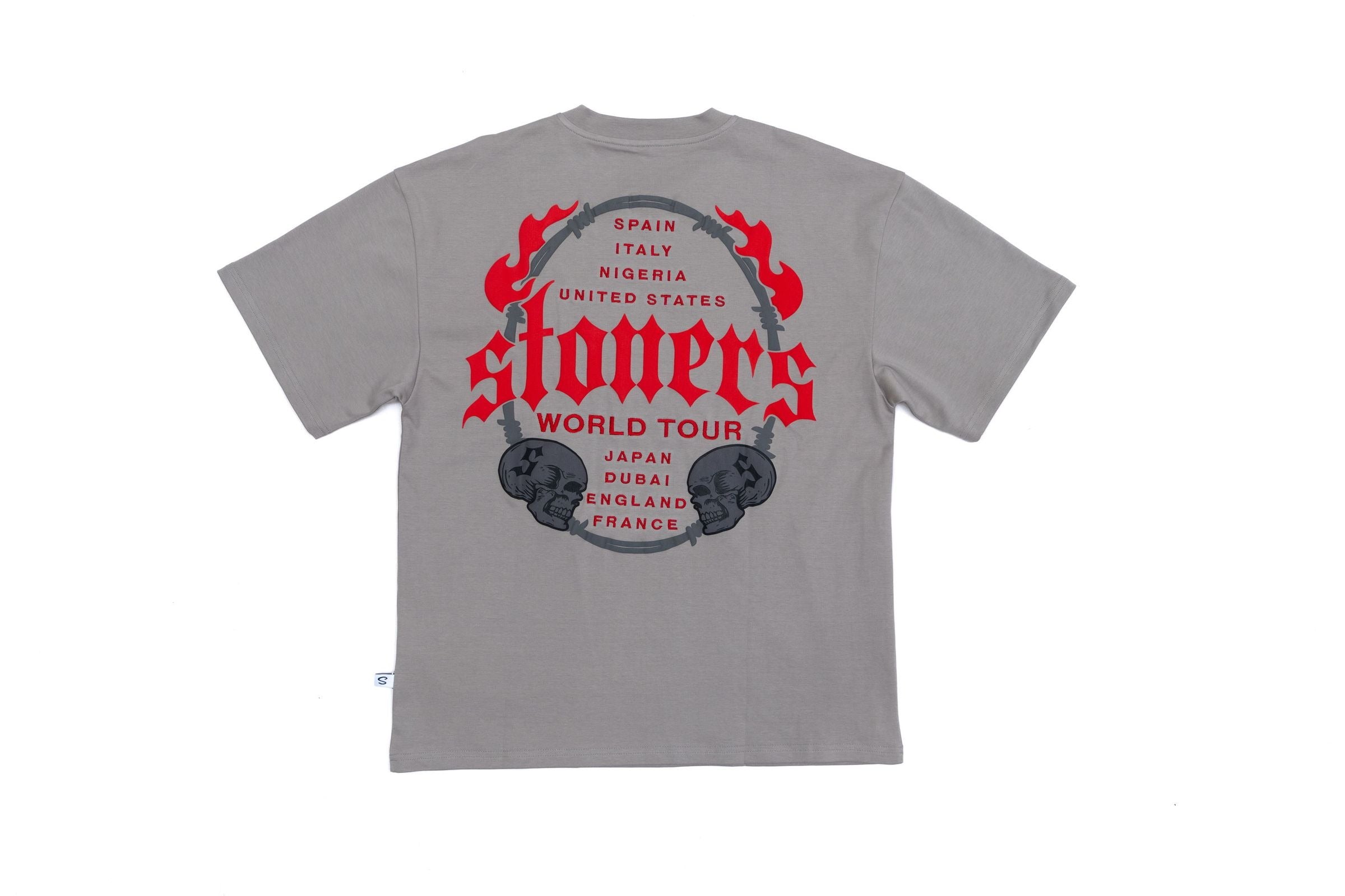 MENS STONERS VINTAGE JEANS Co. BARBED WIRE OVERSIZED T-SHIRT (GREY)