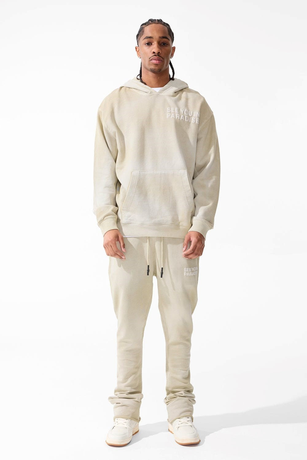MENS JORDAN CRAIG PARADISE WASHED PULLOVER HOODIE (KHAKI)