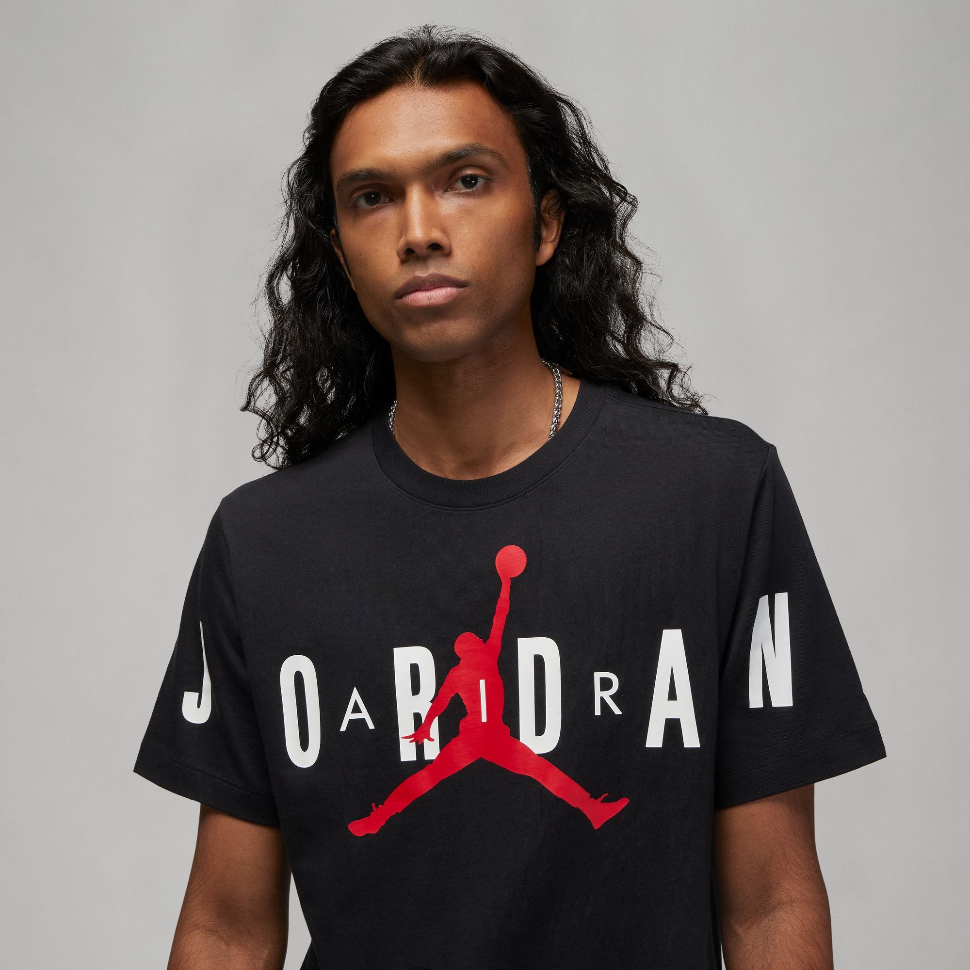 MENS JORDAN AIR STRETCH T-SHIRT (BLACK/RED/WHITE)