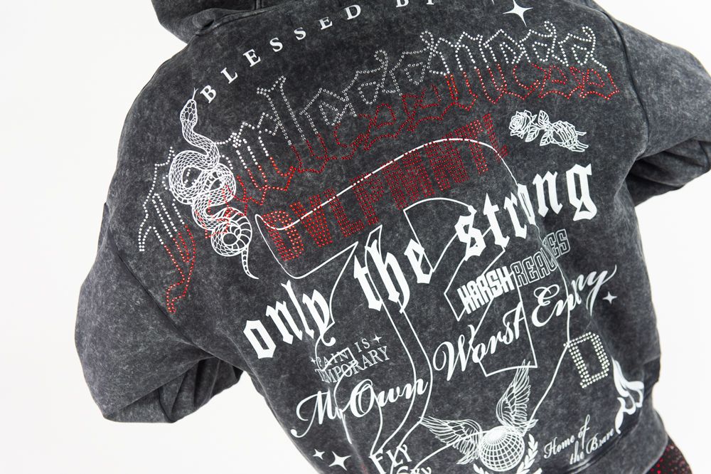 MENS R3BEL DENIM FEARLESSNESS HOODIE (BLACK)