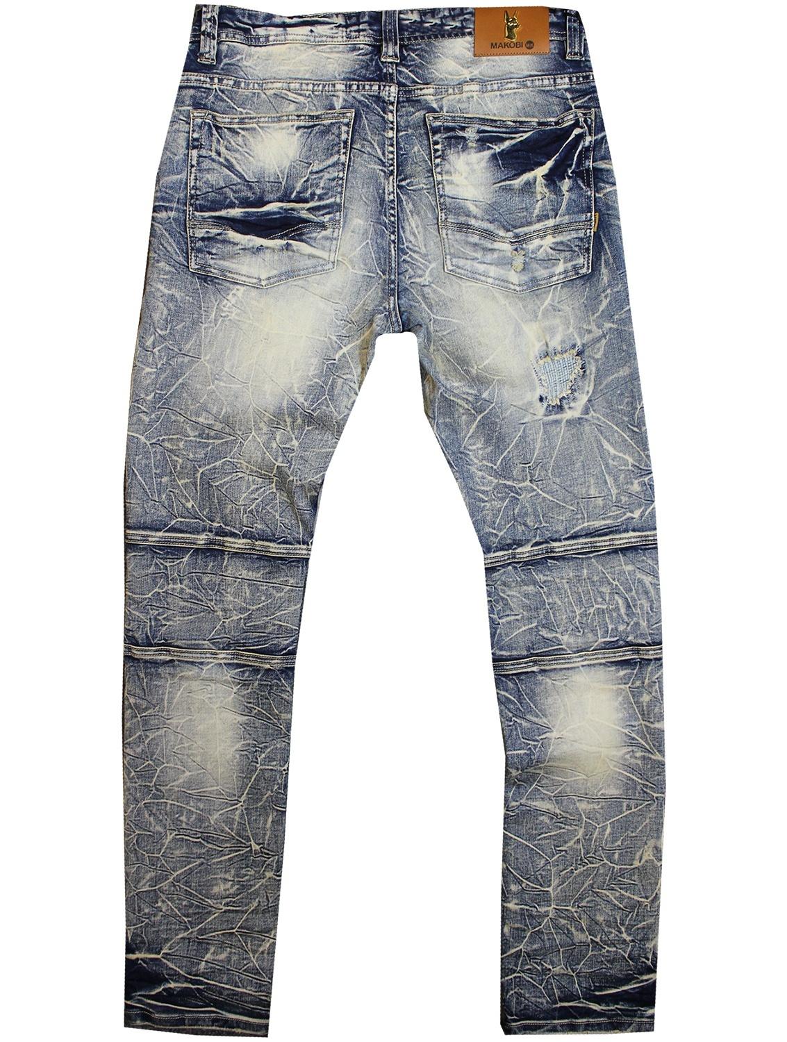 MEN'S MAKOBI PRADO BIKER JEANS WITH RIP & REPAIR (DIRT)