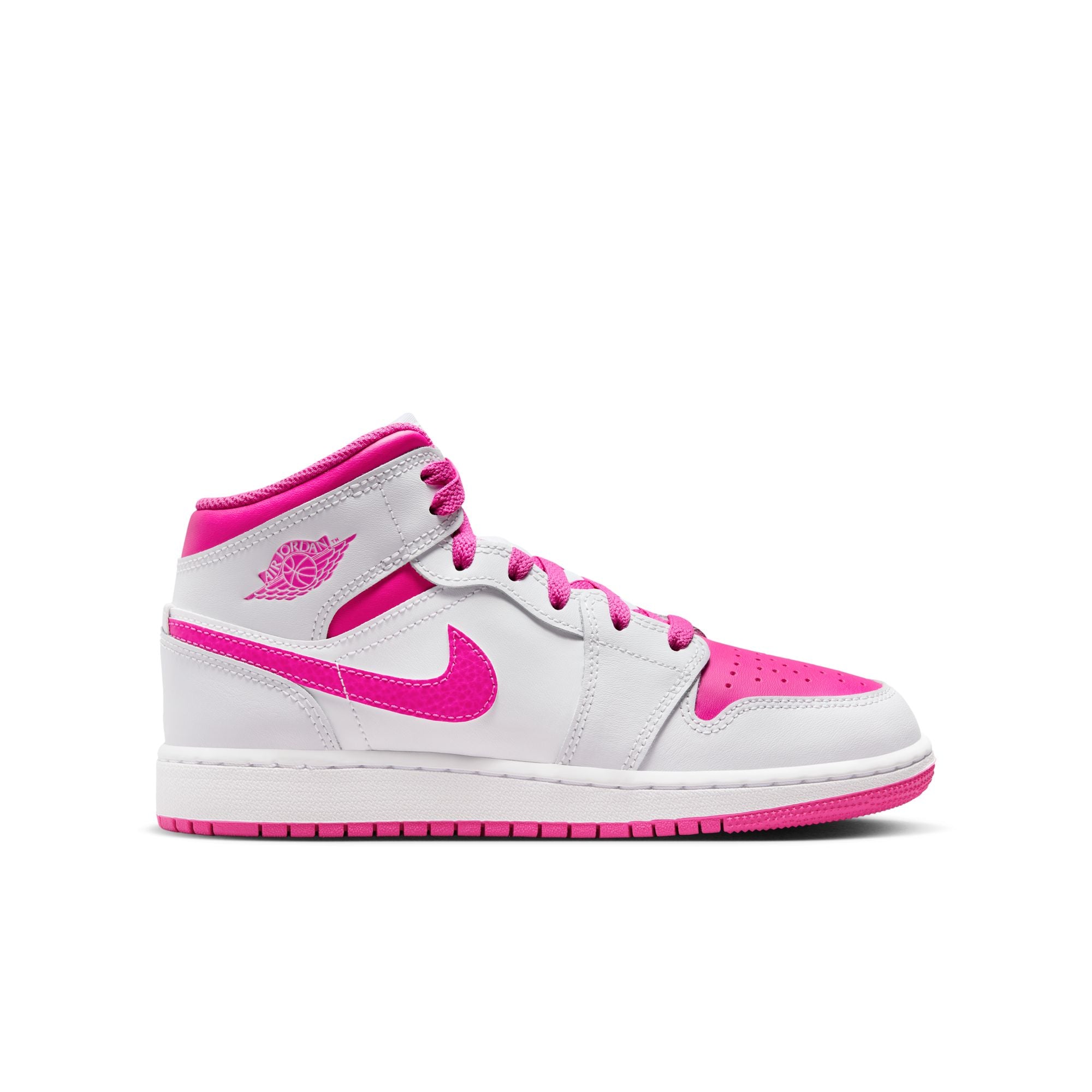 KIDS AIR JORDAN 1 MID GS (IRIS WHISPER/FIRE PINK/WHITE)