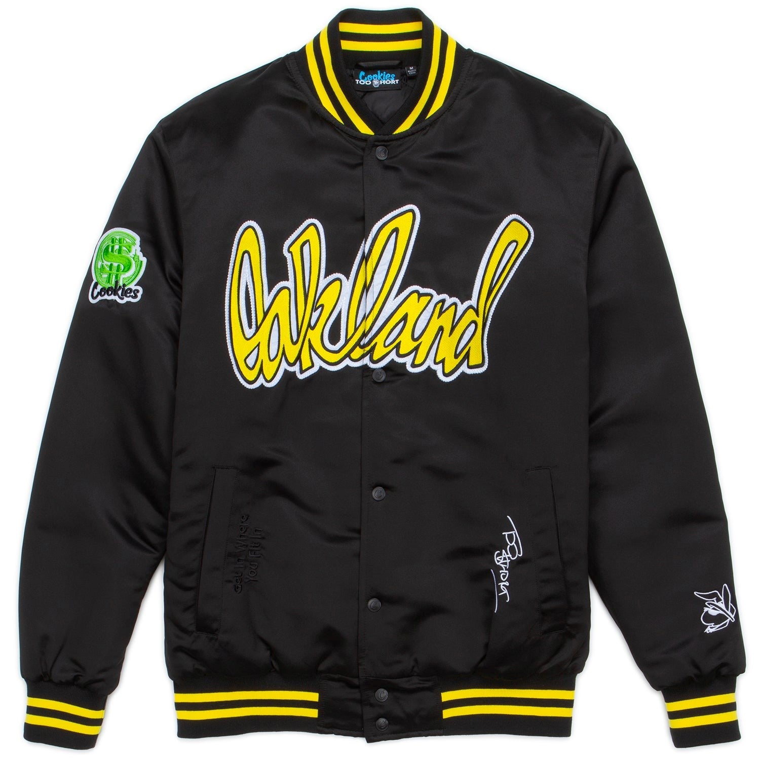 MENS COOKIES THE TOWN SATIN STADIUM JACKET (BLACK)