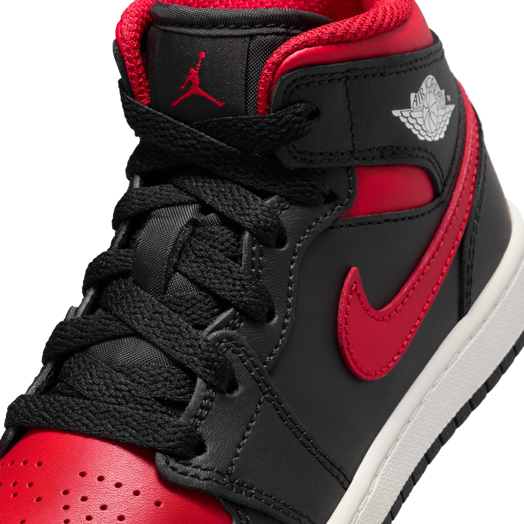 KIDS JORDAN 1 MID PS (BLACK/VARSITY RED/SUMMIT WHITE)