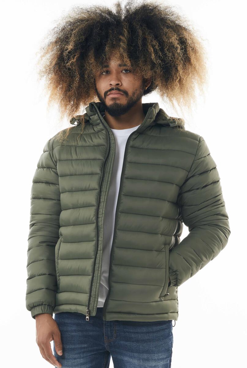 MENS M. SOCIETY DETACHABLE HOODED BUBBLE JACKET (OLIVE)