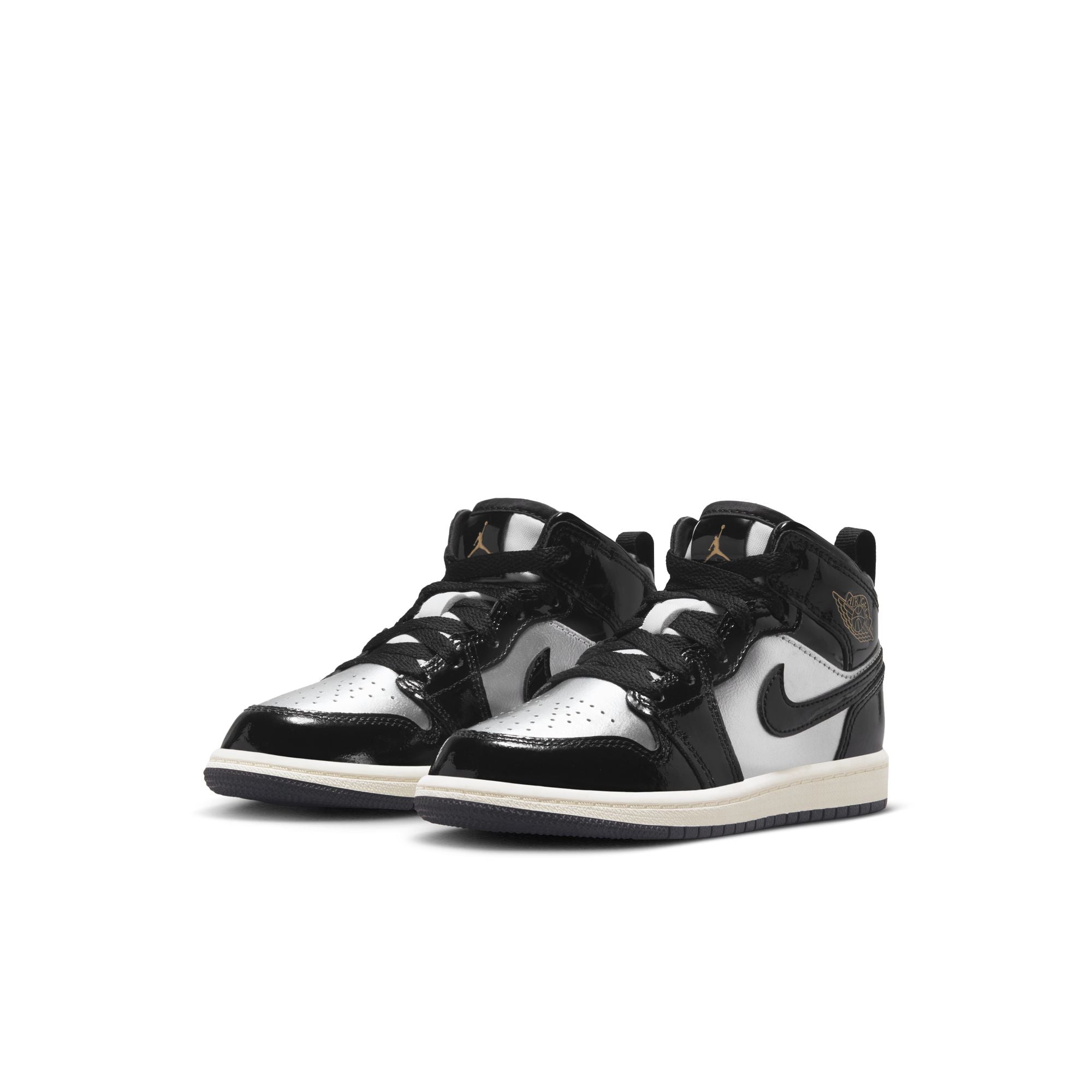 KIDS JORDAN 1 MID SE PS (BLACK/METALLIC GOLD/METALLIC SILVER)