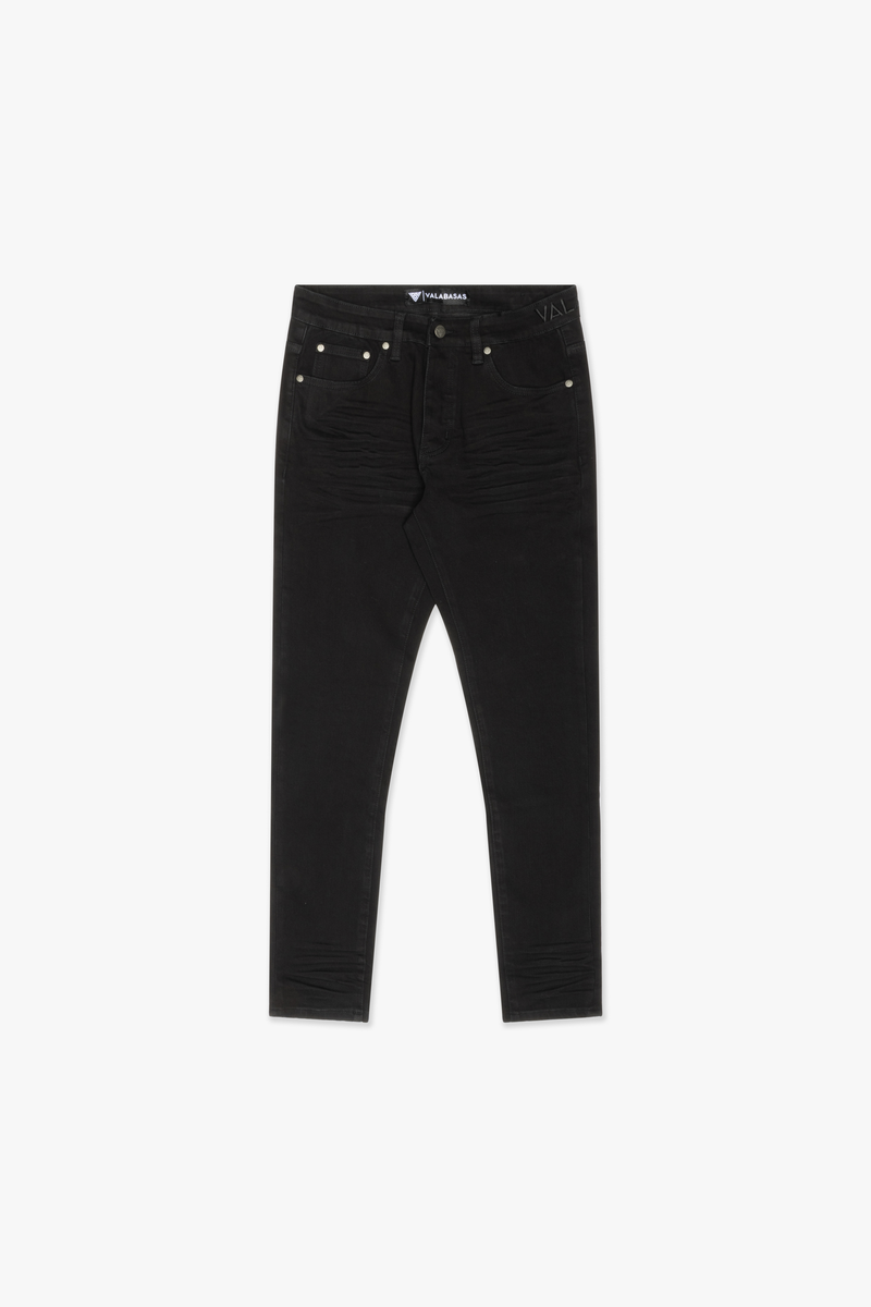 MENS VALABASAS "MR.SLIM" LIGHT WASH 4 WAY STRETCH SLIM FIT JEAN (JET BLACK)