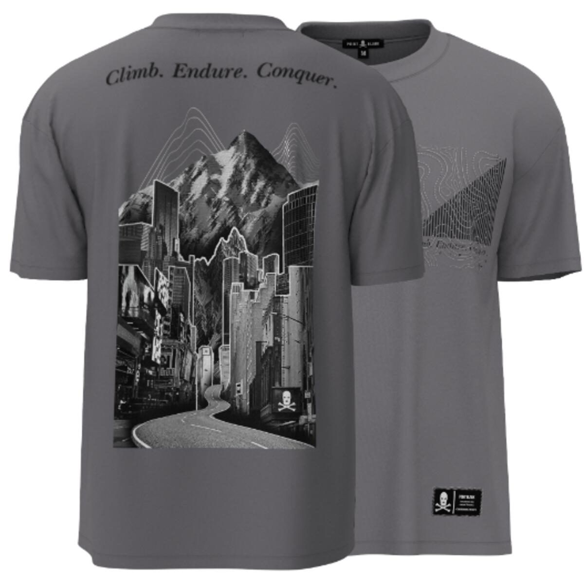 MENS POINT BLANK CLIMB ENDURE CONQUER LUXE T-SHIRT (STEEL)