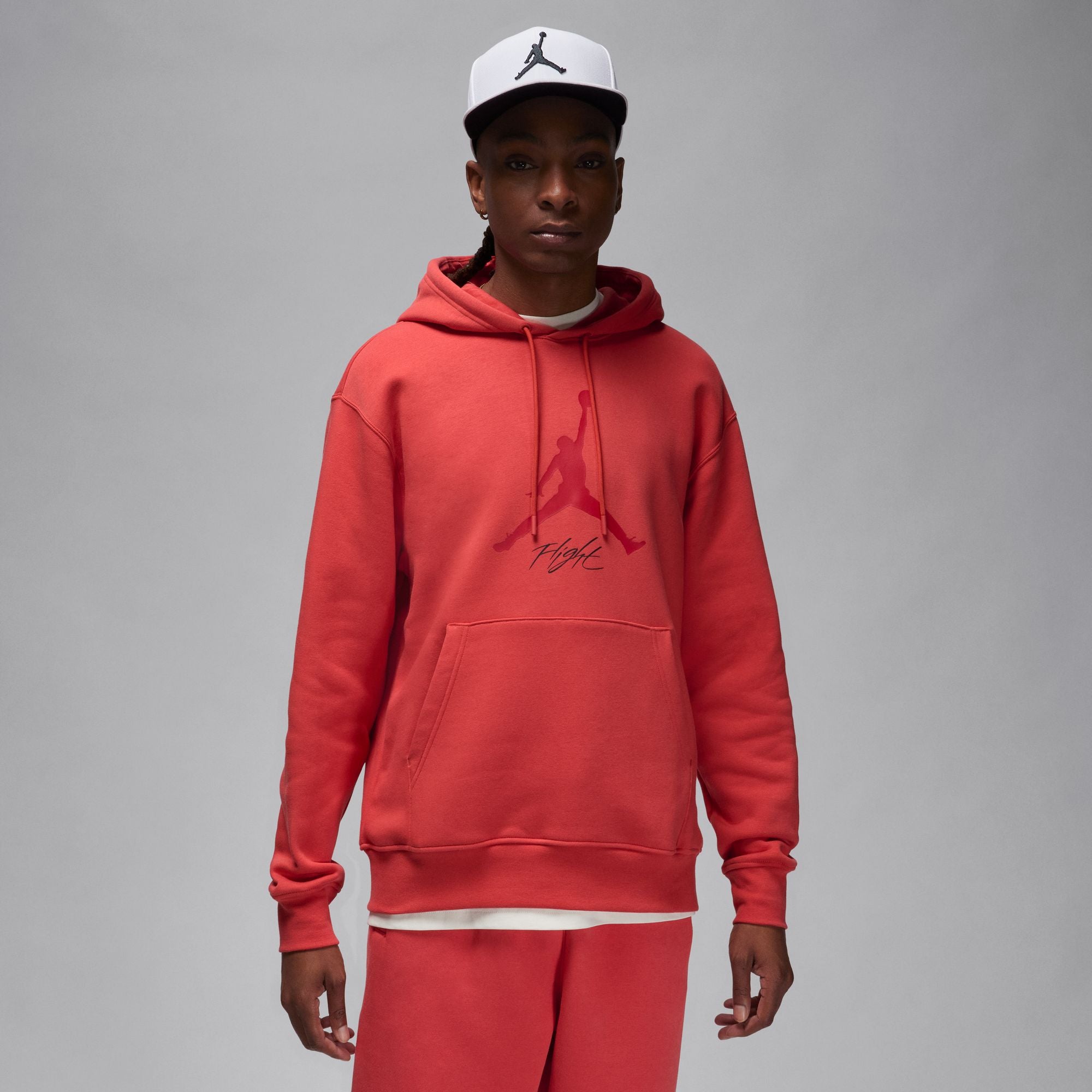 MENS JORDAN ESSENTIALS FLEECE HOODIE (LOBSTER/GYM RED)