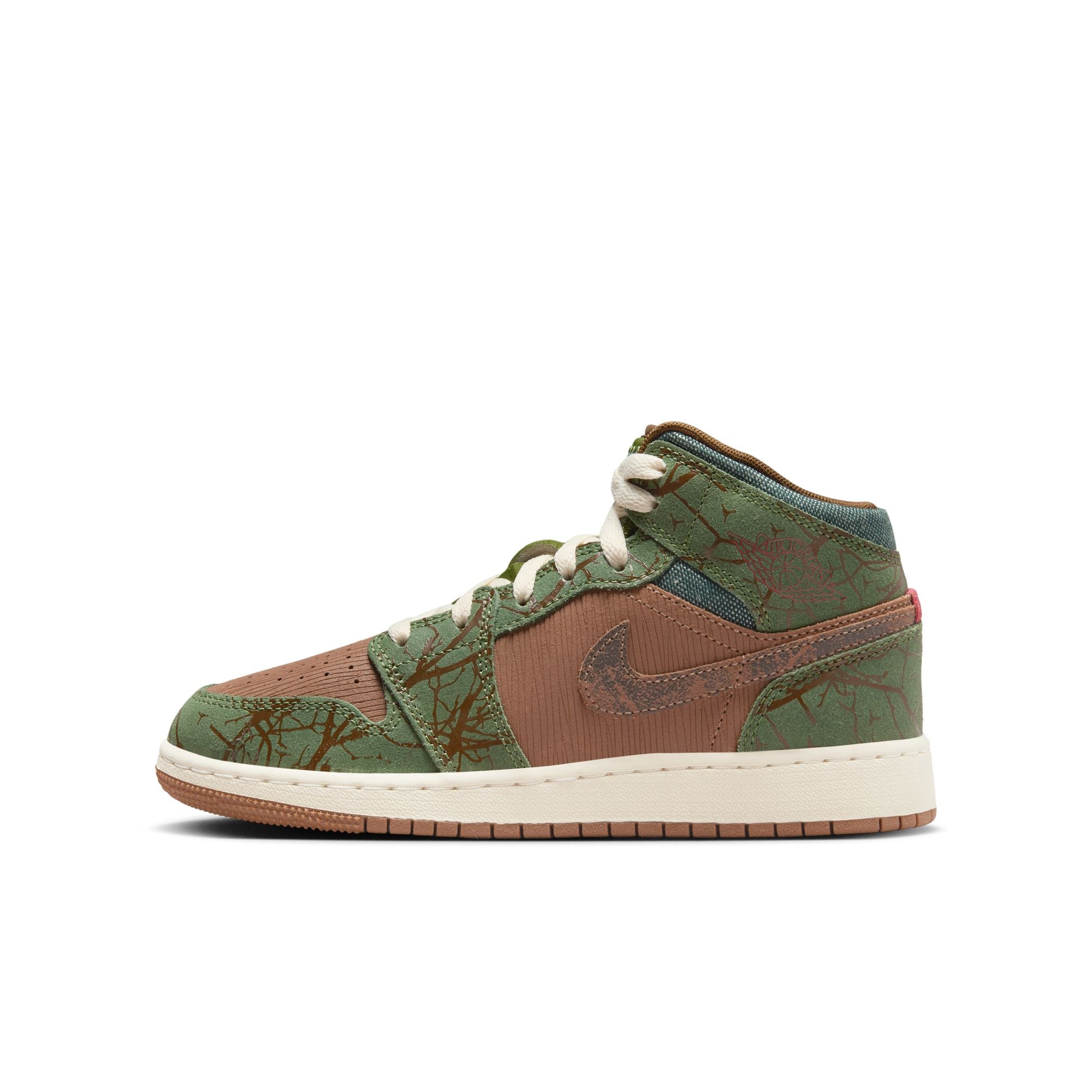 KIDS AIR JORDAN 1 MID SS GS (ARCHAEO BROWN/LIGHT OLIVE/TREELINE)