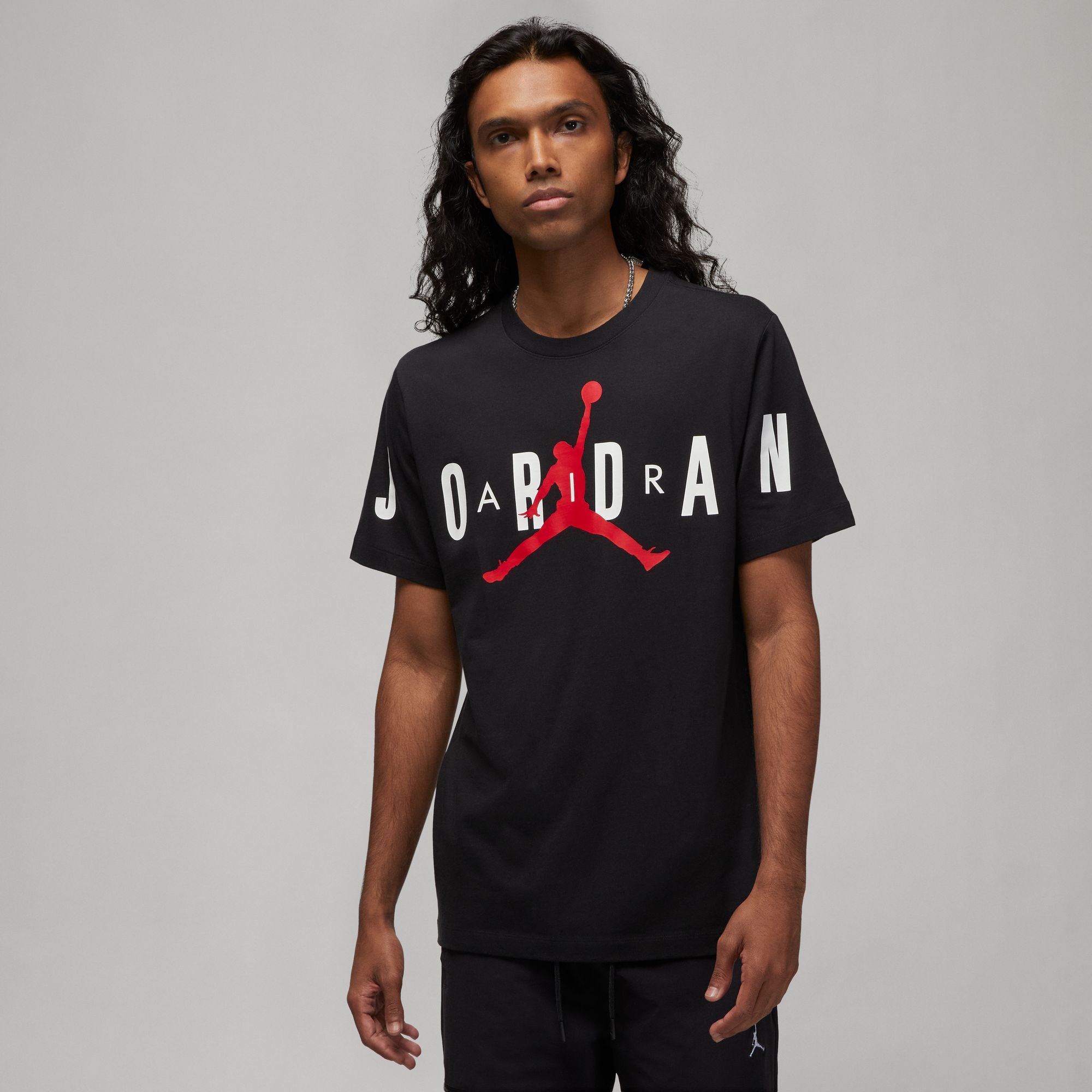 MENS JORDAN AIR STRETCH T-SHIRT (BLACK/RED/WHITE)