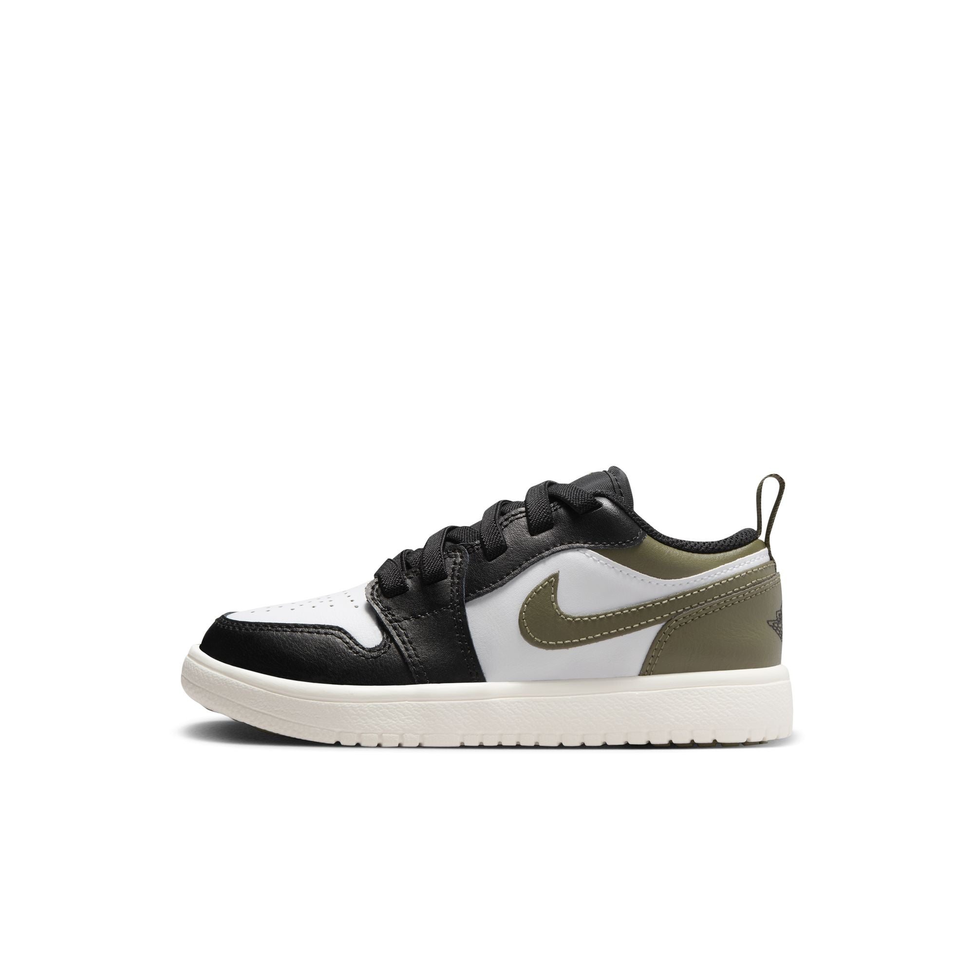 KIDS JORDAN 1 LOW ALT PS (BLACK/WHITE/MEDIUM OLIVE/SAIL)