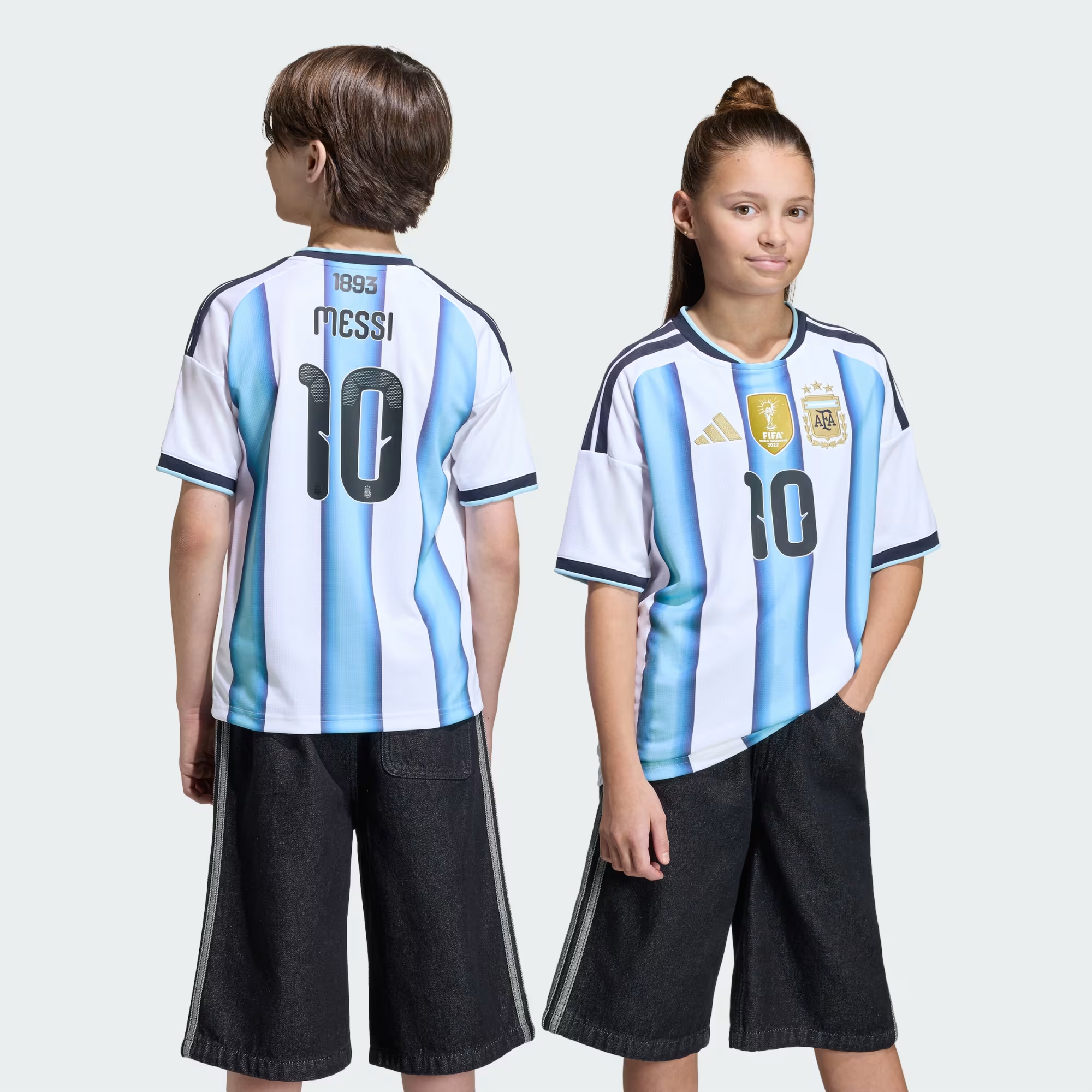 KIDS ADIDAS ARGENTINA 26 HOME MESSI JERSEY (White / Icey Blue / Light Blue)