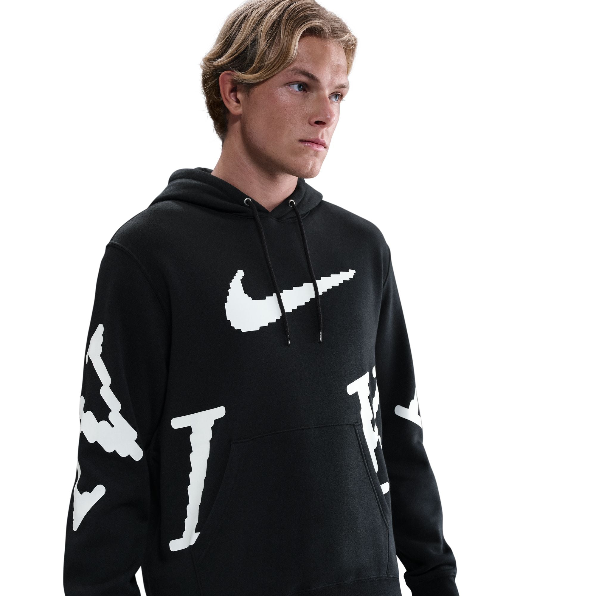 MENS NIKE SPORTSWEAR CLUB FLEECE HOODIE (BLACK/WHITE)