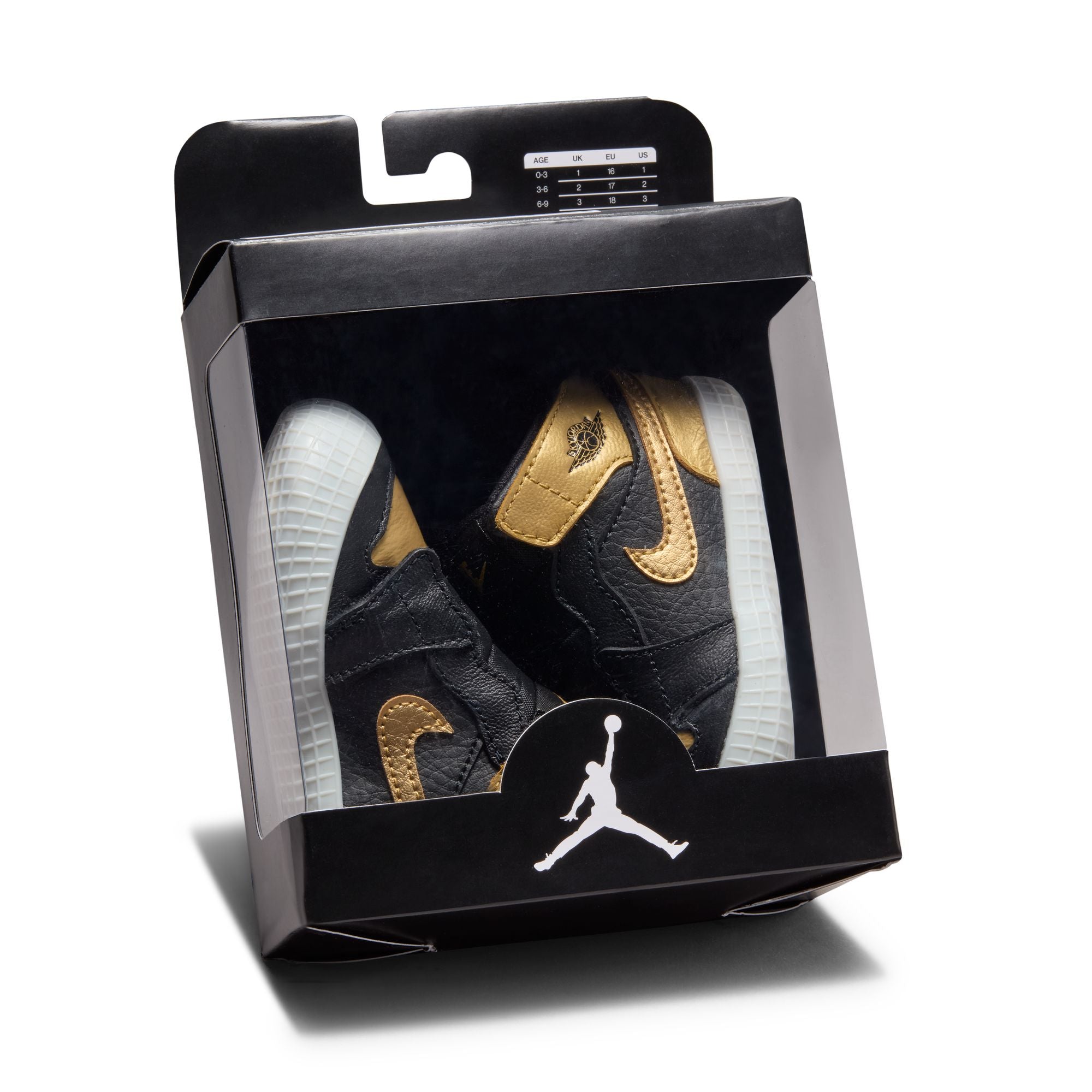 KIDS JORDAN 1 CRIB BOOTIE (BLACK/METALLIC GOLD/SAIL)