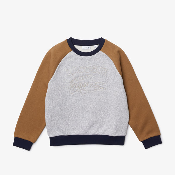 KID'S BRANDED COLOR-BLOCK SWEATSHIRT (SILVER CHINE/BROWN/NAVY BLUE)