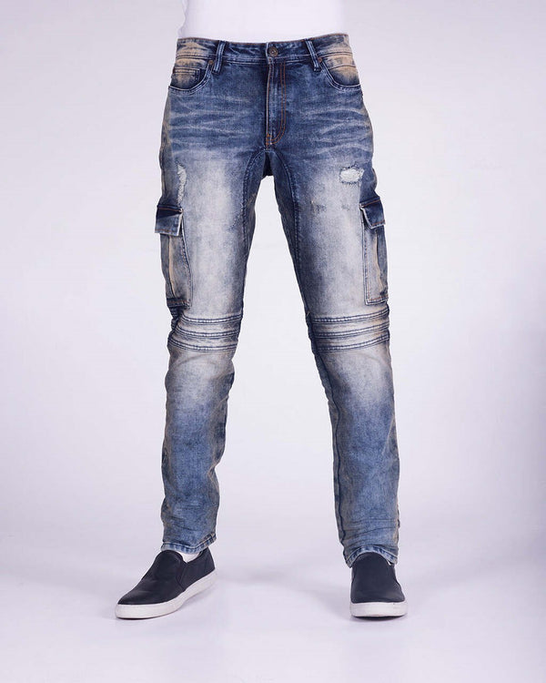 JONAS | MEN'S DENIM CARGO JEAN WITH STAIN (NAVY)