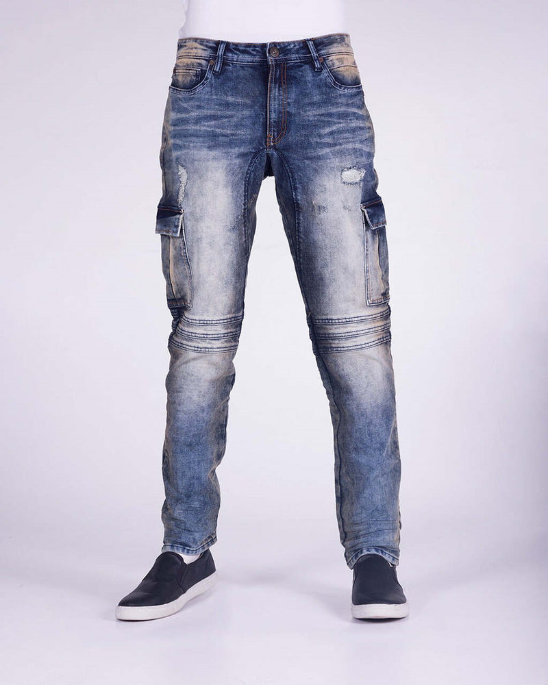 JONAS | MEN'S DENIM CARGO JEAN WITH STAIN (NAVY)