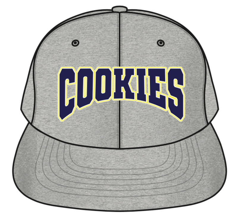 DOUBLE UP TWILL SNAPBACK CAP W/ RAISED VINTAGE CHAINSTITCH COOKIES LOGO (HEATHER GREY)