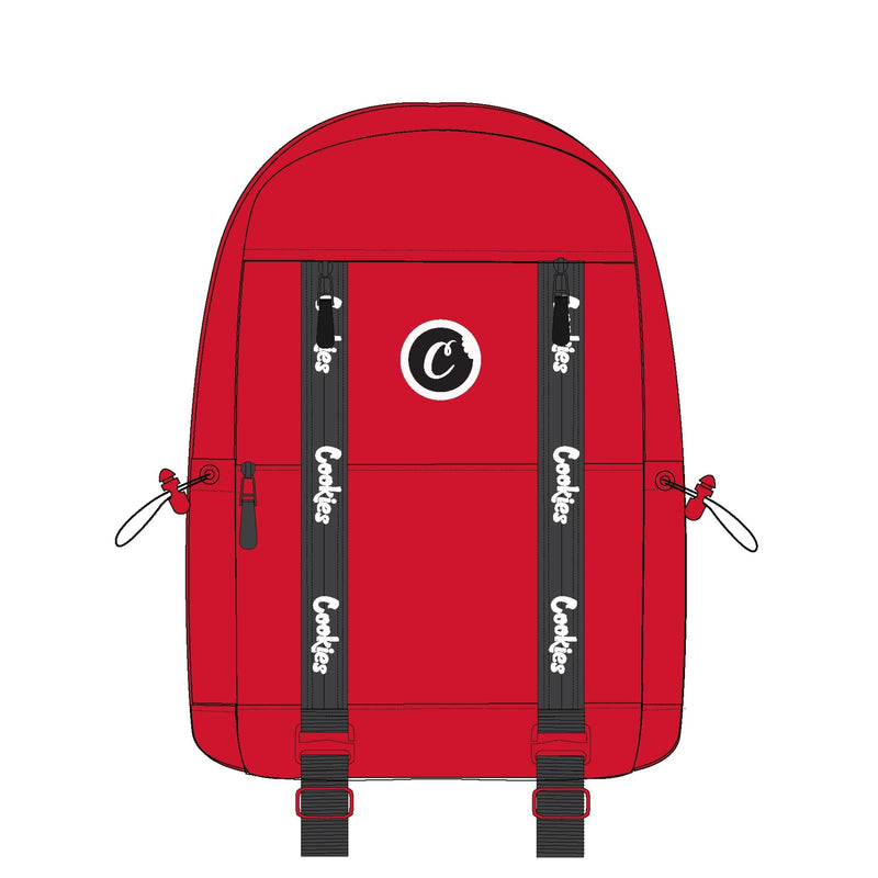 CHARTER SMELL PROOF NYLON BACKPACK W/ COOKIES LOGO TAPING & INTEGRATED SEAMLESS ZIPPER (RED)