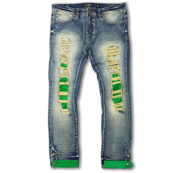 MEN'S FROST SHREDDED JEANS W/ CORD LAYER