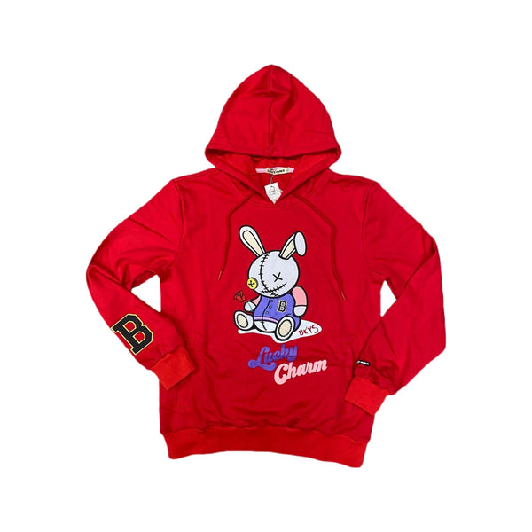 KID'S BOMBER JACKET "LUCKY CHARM" PULLOVER HOODIE WARMUP (RED)