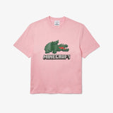 MEN'S LACOSTE X MINECRAFT PRINT ORGANIC COTTON T-SHIRT (PINK)