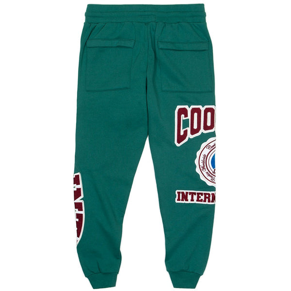 DOUBLE UP FLEECE ZIPPER POCKETS SWEATPANT W/ RAISED VINTAGE CHAINSTITCH COOKIES LOGO EMBROIDERIES (FOREST GREEN)
