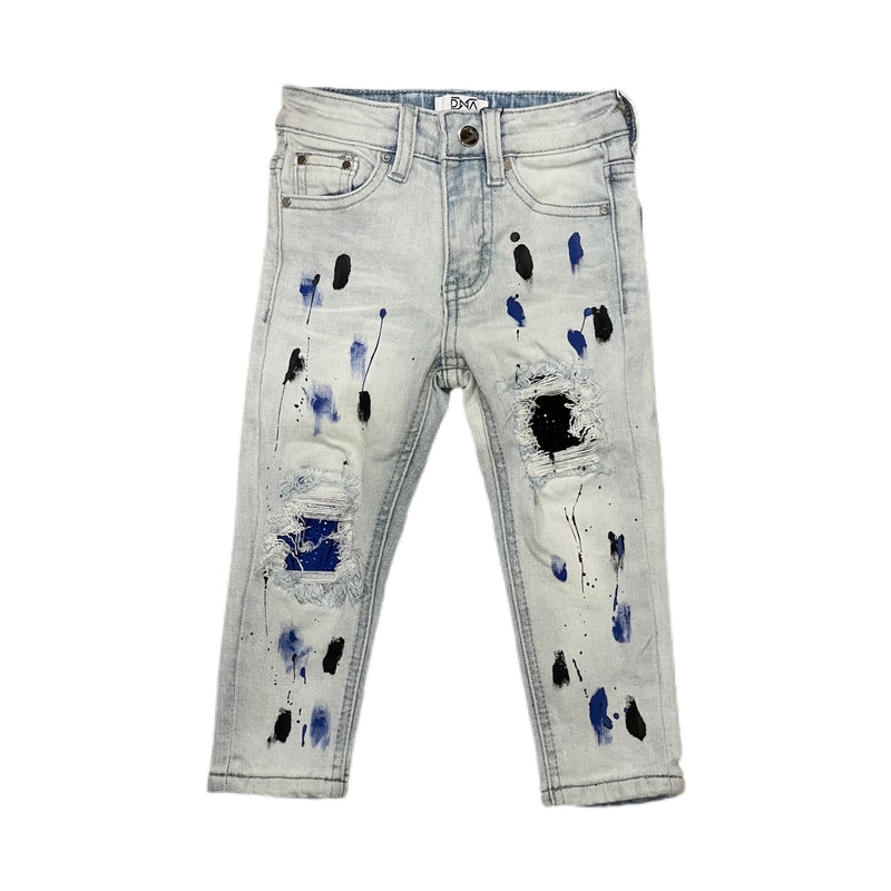 KID'S DNA PREMIUM STUDDED SHREDDED JEAN (ICE/ROYAL BLUE)