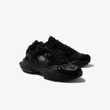 MEN'S LACOSTE L-GUARD BREAKER TEXTILE AND SUEDE TRAINERS (BLACK/BLACK)