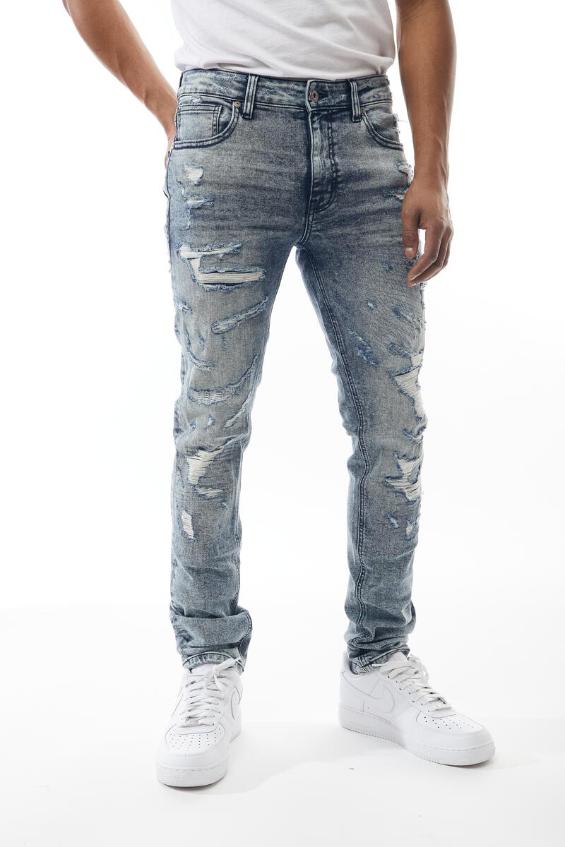 MENS M. SOCIETY RIP & REPAIR JEAN (SNOW)