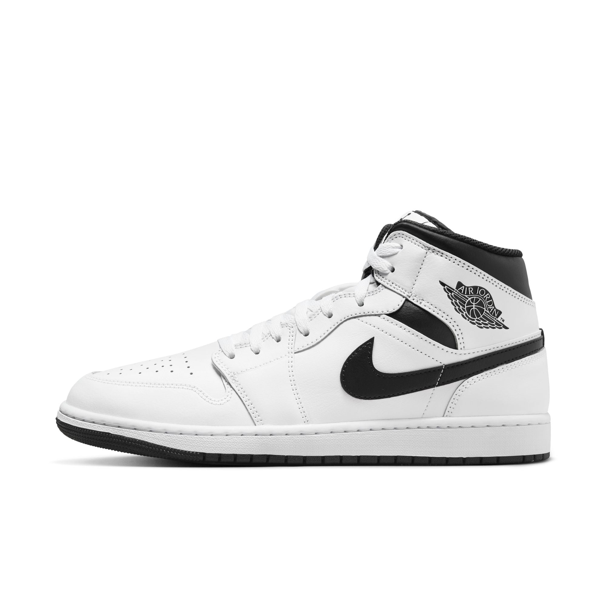 MENS AIR JORDAN 1 MID (WHITE/BLACK)