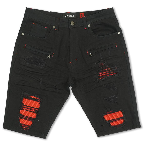 Men's Shredded Shorts (Black/Red)