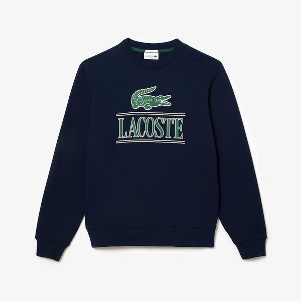 MENS LACOSTE COTTON FLEECE BRANDED JOGGER SWEATSHIRT (NAVY BLUE)