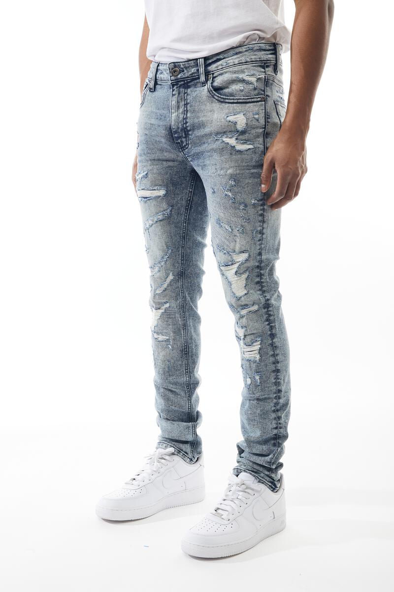 MENS M. SOCIETY RIP & REPAIR JEAN (SNOW)