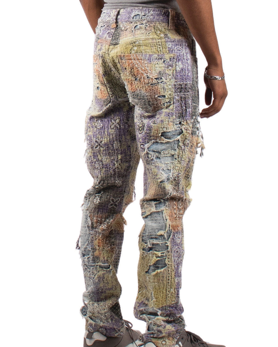 MENS MAJESTIK DOUBLE LAYERED ART BASEL DENIM PANT (OBSIDIAN GREY)