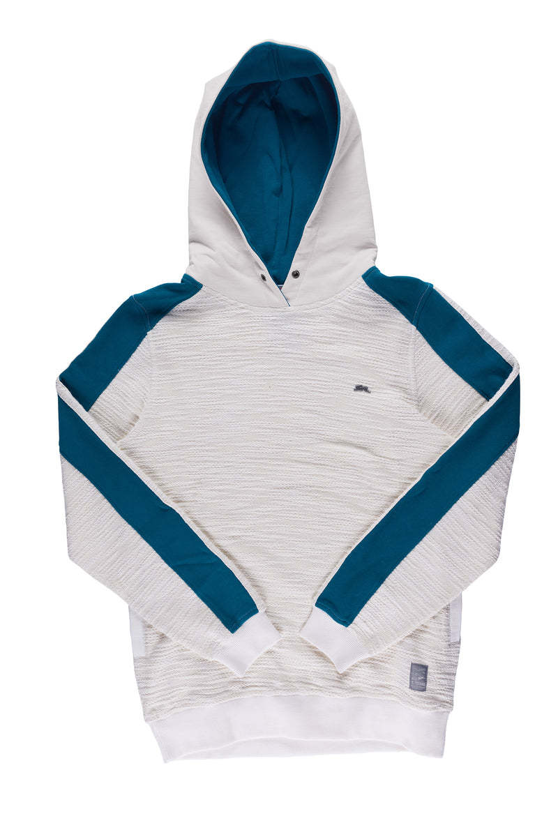 DAVID | MEN'S LONG SLEEVE COLOR BLOCKED HOODIE (CREME)