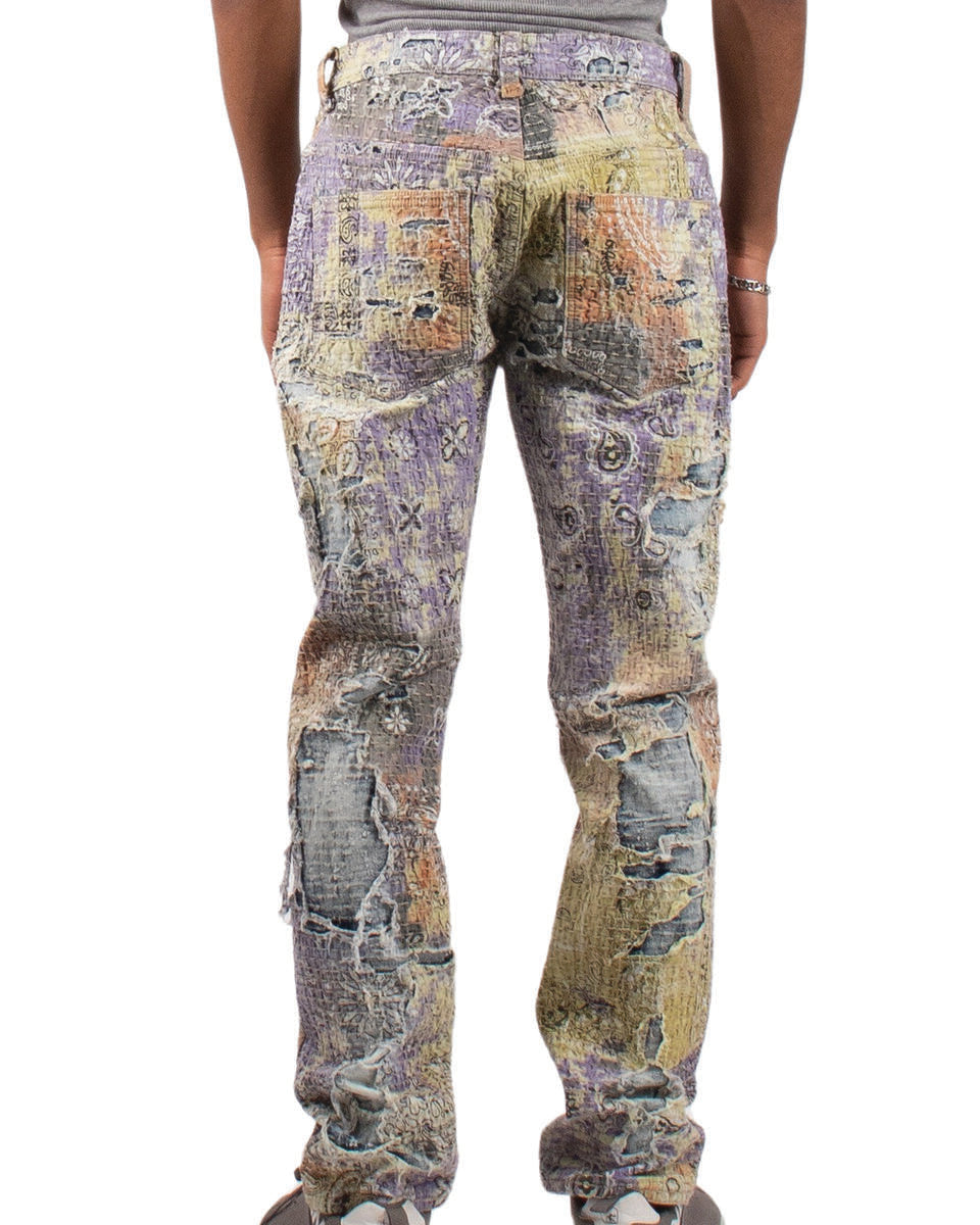 MENS MAJESTIK DOUBLE LAYERED ART BASEL DENIM PANT (OBSIDIAN GREY)