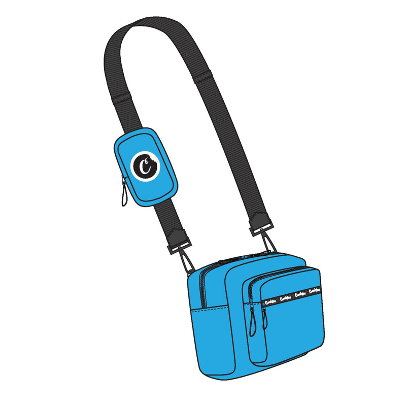 CHARTER SMELL PROOF NYLON MULTI-POCKET SHOULDER BAG W/ REMOVABLE PHONE CASE (COOKIES BLUE)