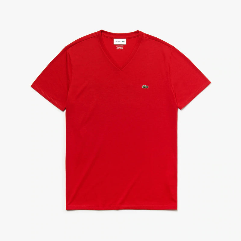 Men's V-neck Pima Cotton T-shirt (RED)