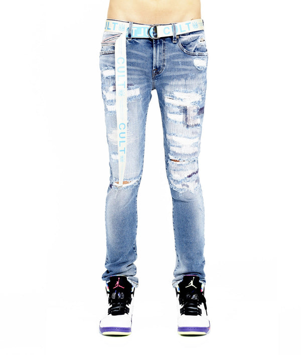 MEN'S BELTED PUNK SUPER SKINNY JEAN (TAYLOR)