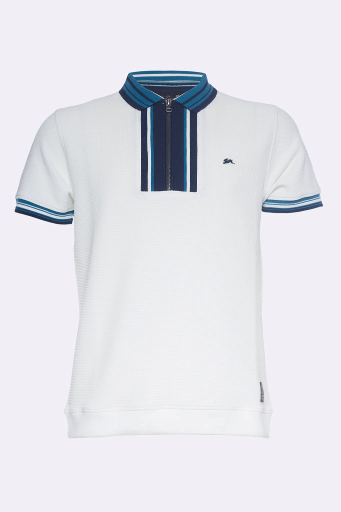 EASTON | MENS JACQUARD KNIT POLO (WHITE)