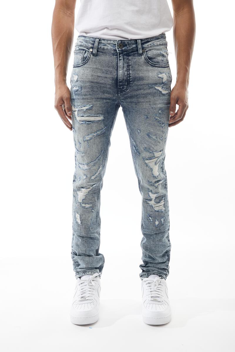 MENS M. SOCIETY RIP & REPAIR JEAN (SNOW)