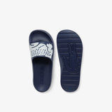 MEN'S LACOSTE CROCO 2.0 SYNTHETIC SLIDES (NAVY/WHITE)