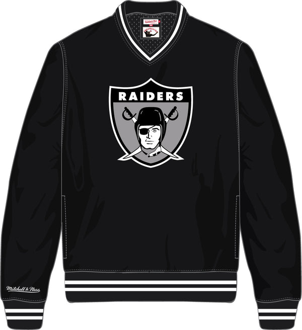 MEN'S OAKLAND RAIDERS 4TH AND INCHES SATIN PULLOVER (BLACK)