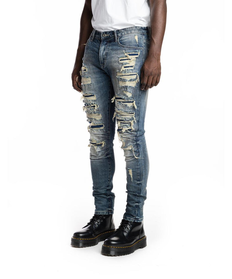 MEN'S SMOKE RISE HEAVY RIP & REPAIR JEANS (BLUE OPAL)